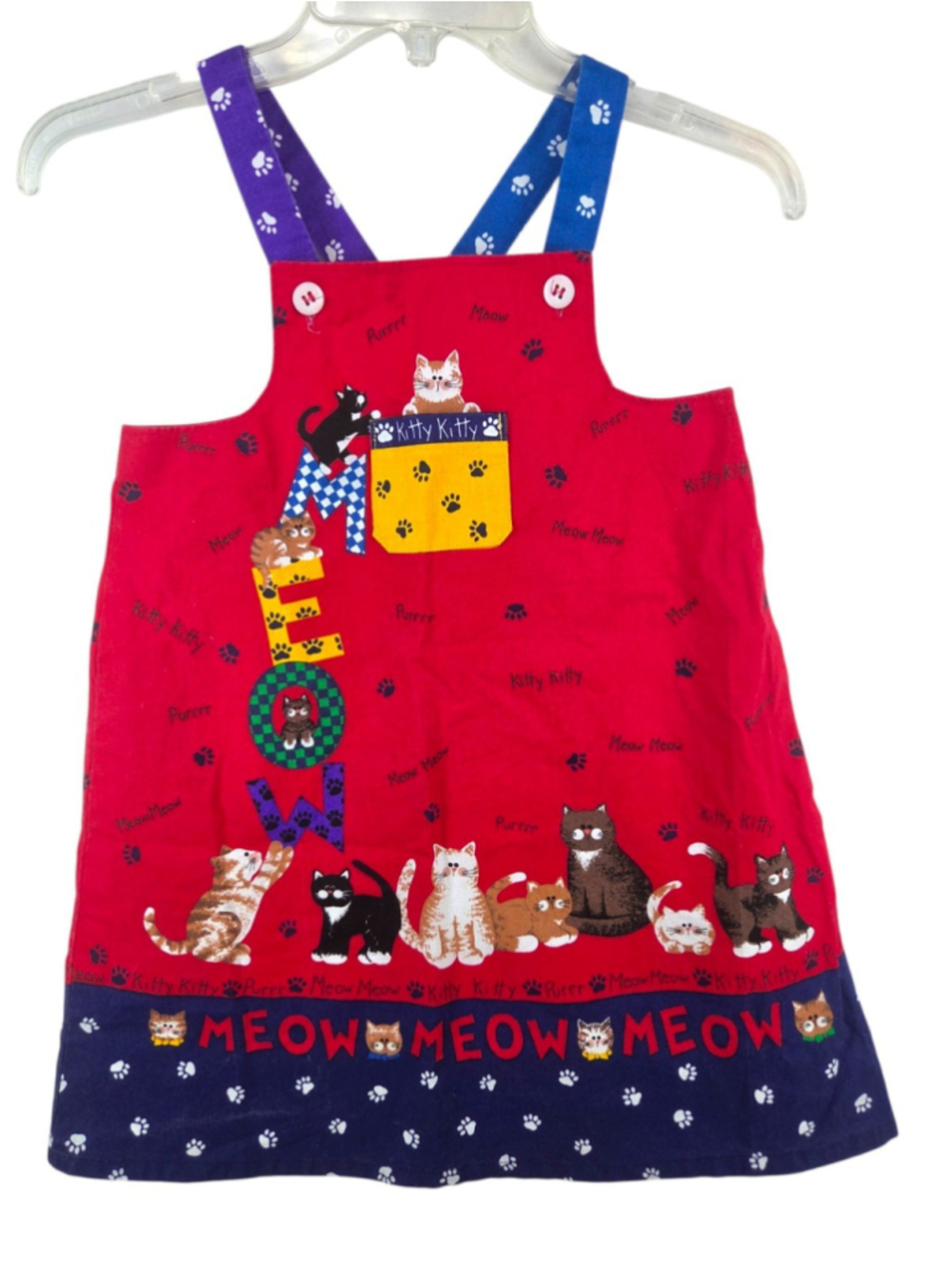 Vintage Cat's Meow by Simplicity Girls Handmade "A" Line Jumper Dress Size 7